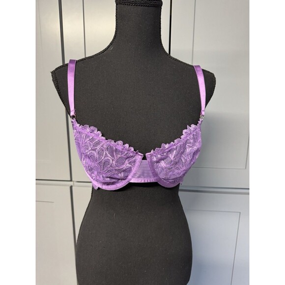 Savage X Fenty Savage Not Sorry Lace Balconette Bra 42992 Lavender Size 36DD - Picture 3 of 9
